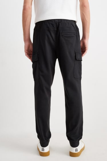 Men - Cargo trousers - tapered fit - black
