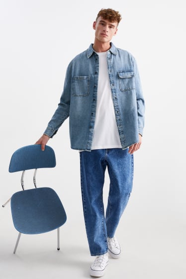 Uomo - Camicia di jeans - relaxed fit - collo all'italiana - jeans blu