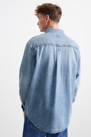 Uomo - Camicia di jeans - relaxed fit - collo all'italiana - jeans blu