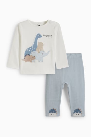 Babys - Dieren - baby-pyjama - 2-delig - lichtblauw