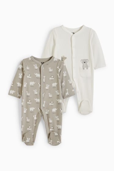 Bébés - Lot de 2 - animaux sauvages - pyjama pour bébé - gris