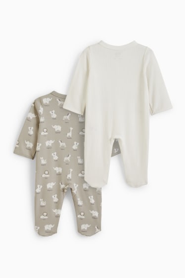 Babys - Set van 2 - wilde dieren - baby-pyjama - grijs