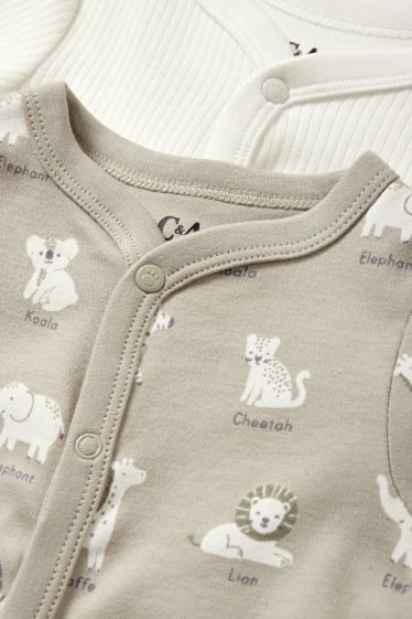 Babys - Set van 2 - wilde dieren - baby-pyjama - grijs