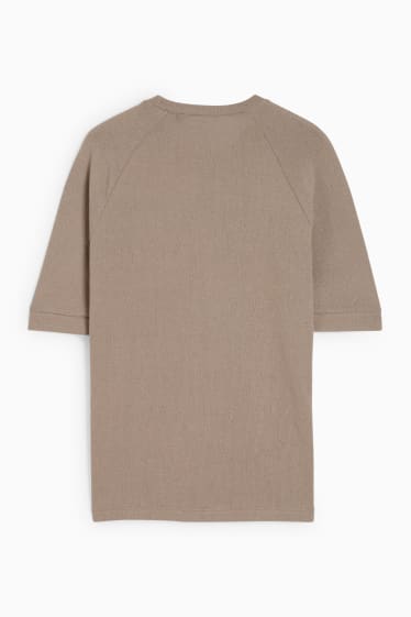 Hommes - Pull en maille - manches courtes - taupe