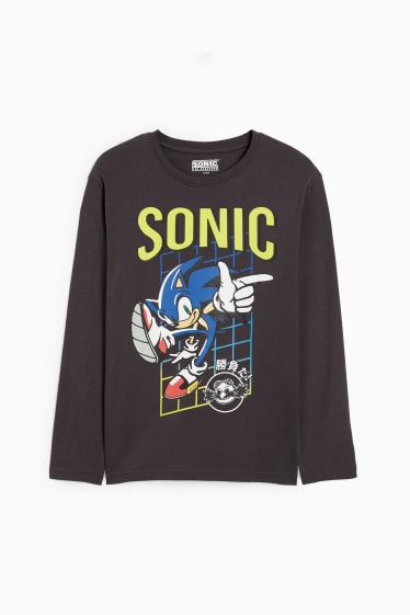 Dětské - Ježek Sonic - tričko s dlouhým rukávem - tmavošedá