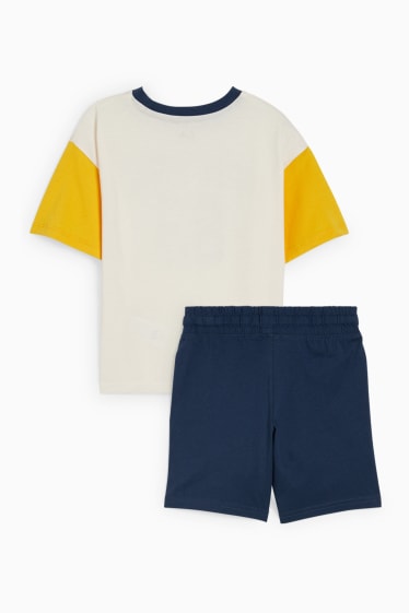 Children Boys - Set - short sleeve T-shirt and shorts - 2 piece - cremewhite