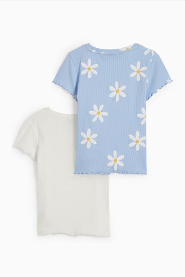 Kinder - Multipack 2er - Blume - Kurzarmshirt - weiß