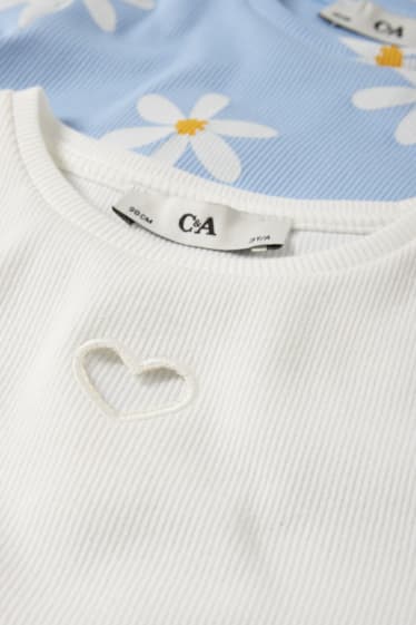 Children - Multipack of 2 - floral - short sleeve T-shirt - white