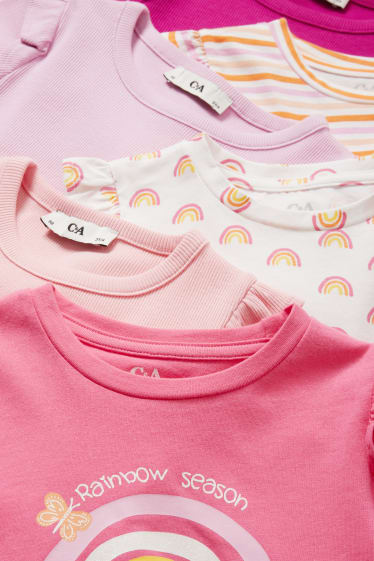 Kinder - Multipack 6er - Regenbogen - Kurzarmshirt - pink