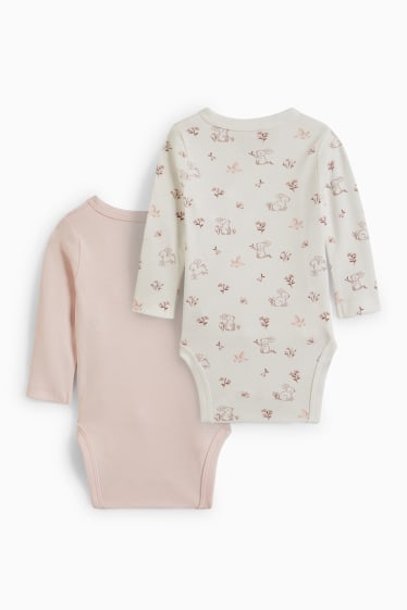 Bébés - Lot de 2 - petits lapins - body croisé pour bébé - rose