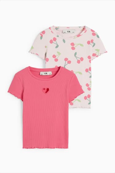 Enfants - Lot de 2 - cerise - T-shirt - rose