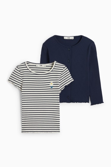 Kinderen - Set - T-shirt en gebreid vest - 2-delig - donkerblauw
