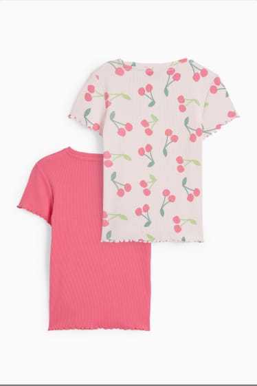 Dzieci - Wielopak, 2 szt. - wisienka - koszulka z krótkim rękawem - różowy