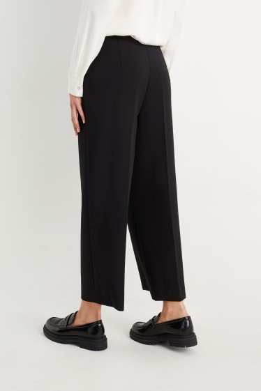 Dames - Pantalon - high waist - wide leg - zwart