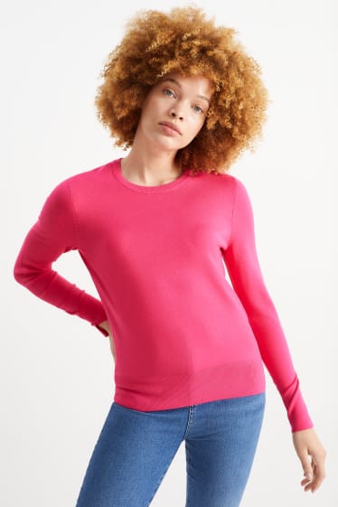 Damen - Basic-Pullover - dunkelrosa