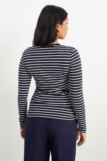 Women - Basic long sleeve top - striped - dark blue