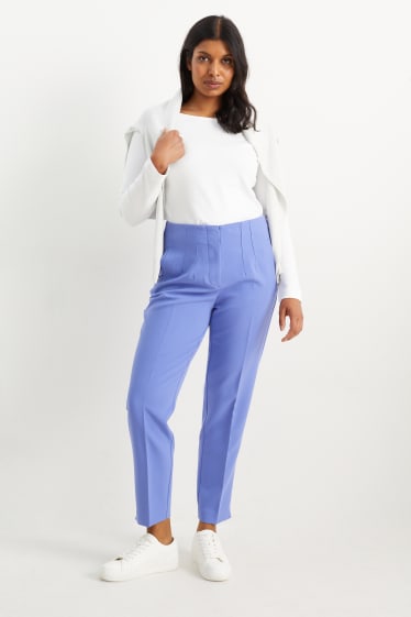 Dames - Pantalon - high waist - tapered fit - paars