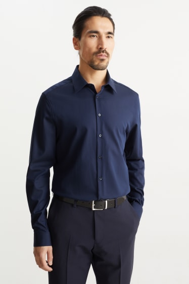 Home - Camisa formal - slim fit - Kent - fàcil de planxar - blau fosc