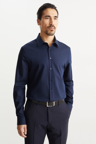 Heren - Business-overhemd - slim fit - kent - gemakkelijk te strijken - donkerblauw