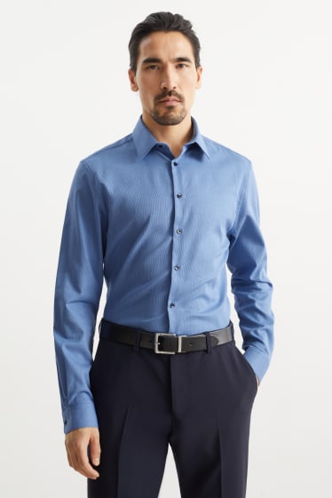 Home - Camisa formal - slim fit - coll kent - planxat fàcil - estampada - blau