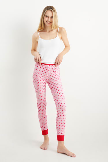 Dámské - Pyžamové kalhoty - se vzorem - růžová