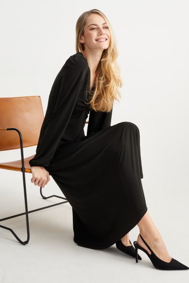 Femmes - Robe Fit & Flare à col V - noir