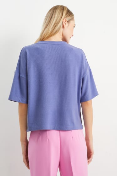 Dámské - Pletený svetr - s krátkým rukávem - fialová