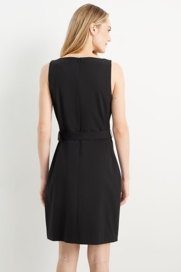 Femmes - Robe étui d’affaires avec ceinture - matière extensible - Mix & Match - noir