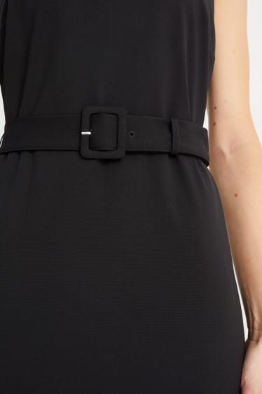 Femmes - Robe étui d’affaires avec ceinture - matière extensible - Mix & Match - noir