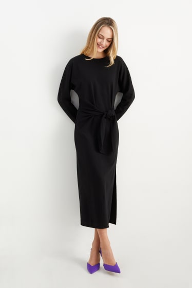 Damen - Kleid mit Schlitz - schwarz