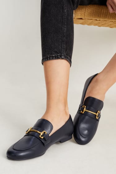 Women - Loafers - faux leather - black