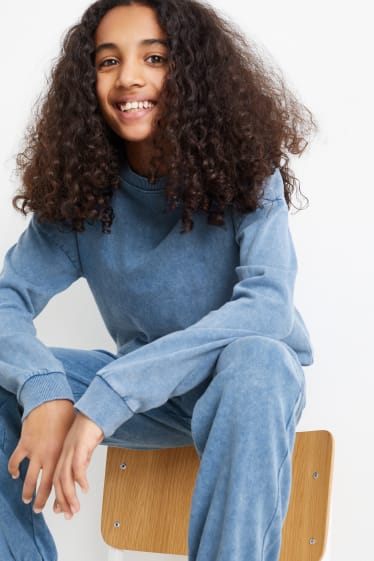 Kinder Mädchen - Set - Sweatshirt und Cargo-Jogginghose - 2 teilig - blau