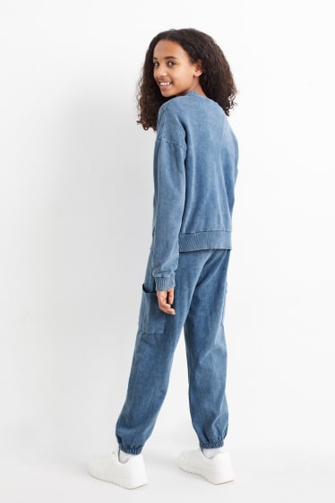 Kinder Mädchen - Set - Sweatshirt und Cargo-Jogginghose - 2 teilig - blau