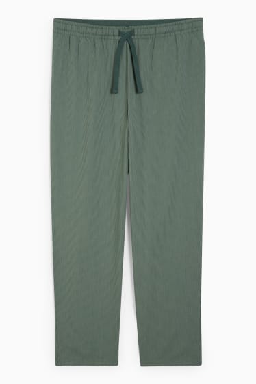 Pánské - Pyžamové kalhoty - pruhované - zelená