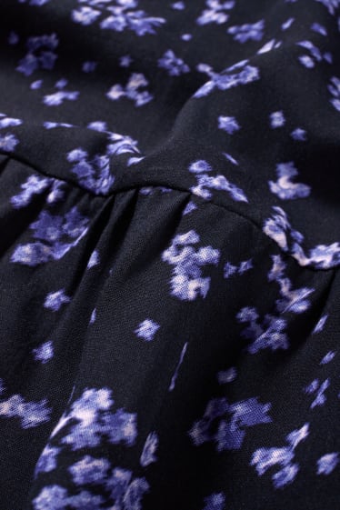 Dámské - Viskózové šaty - s květinovým vzorem - tmavomodrá