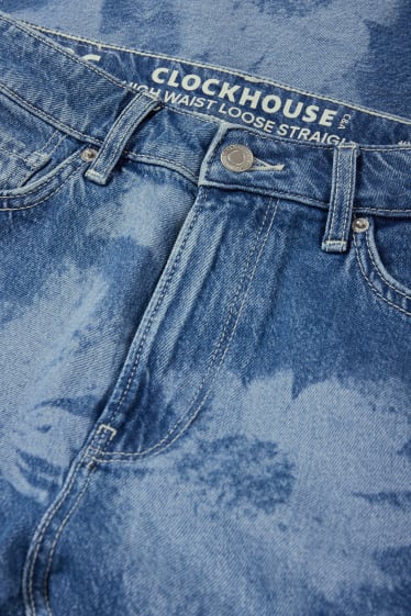 Femmes - CLOCKHOUSE - loose fit jean - high waist - à fleurs - jean bleu
