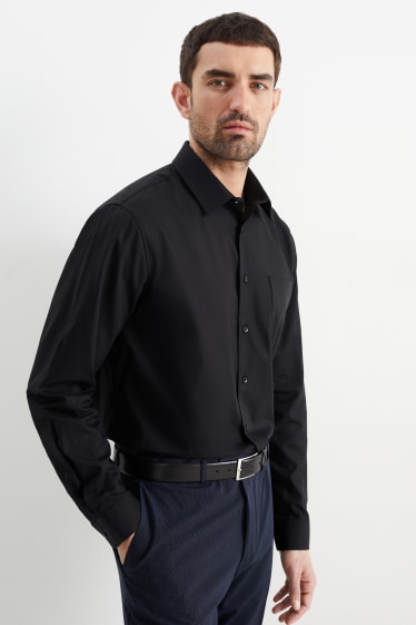 Pánské - Business košile - regular fit - kent - snadné žehlení - černá