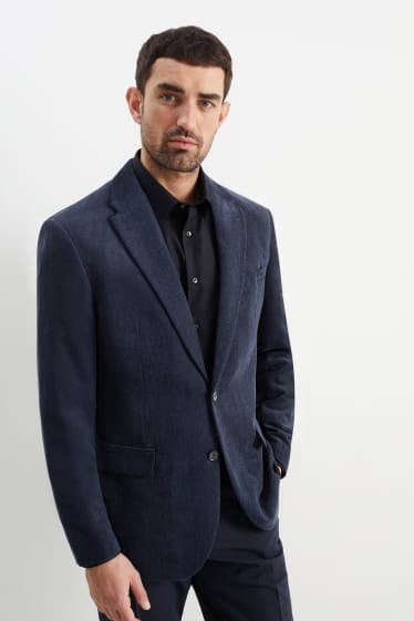 Men - Jacket - regular fit - textured - dark blue