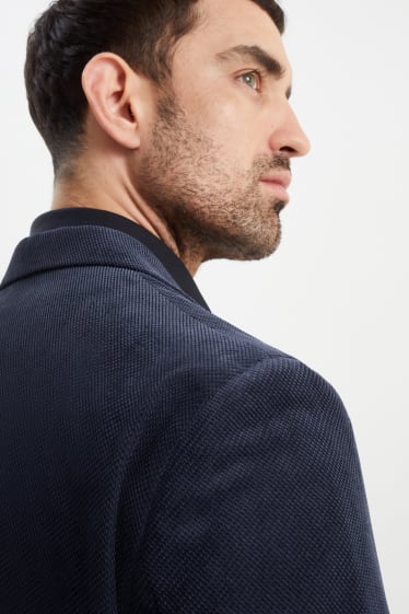 Men - Jacket - regular fit - textured - dark blue