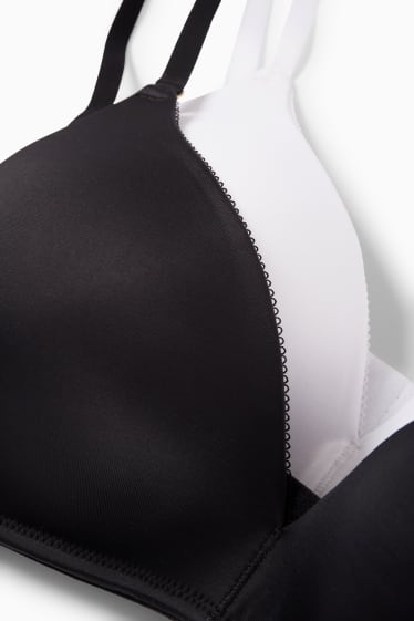 Mujer - Pack de 2 - sujetadores sin aros - con relleno - negro
