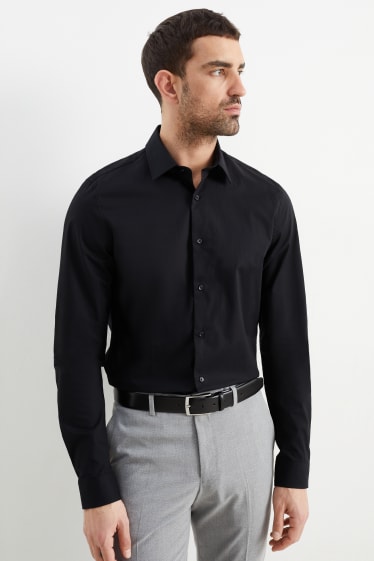 Uomo - Camicia business - slim fit - colletto all’italiana - facile da stirare - nero