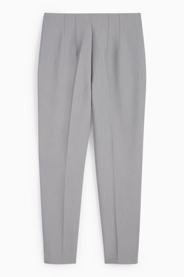 Dámské - Plátěné kalhoty - high waist - tapered fit - šedá
