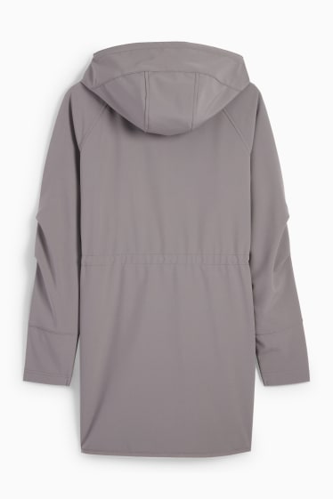 Women - Softshell coat with hood - 4 Way Stretch - gray