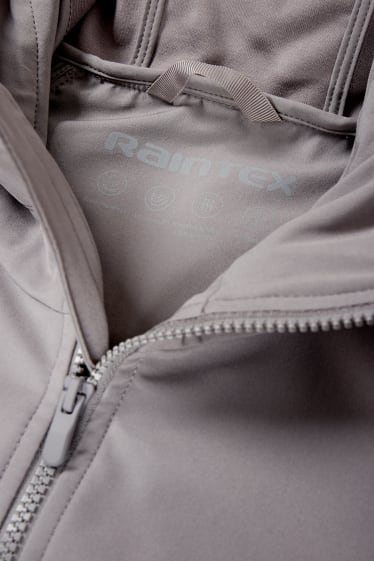 Damen - Softshellmantel mit Kapuze - 4 Way Stretch - grau