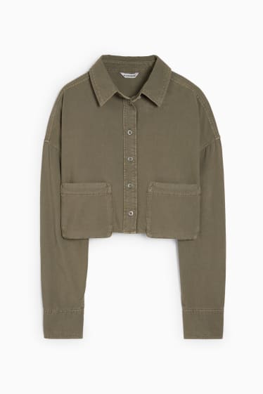 Women - Cropped blouse - khaki