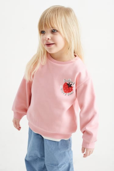 Kinder Mädchen - Erdbeere - Sweatshirt - rosa