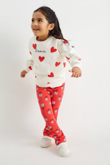 Bambini - Confezione da 2 - fiore - leggings termici svasati - rosso