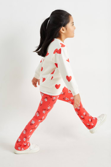 Children - Multipack of 2 - flowers - flared thermal leggings - red