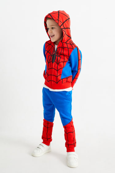 Niños - Spider-Man - conjunto - sudadera con cremallera y capucha y pantalón de deporte - rojo