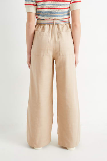 Children - Cloth trousers with belt - taupe